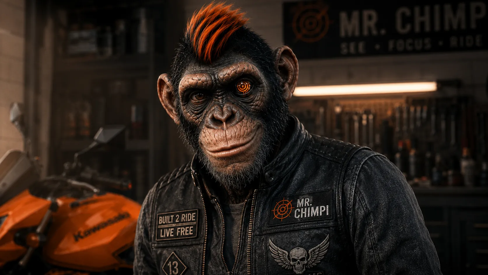Mr. Chimpi zazimovává motorku