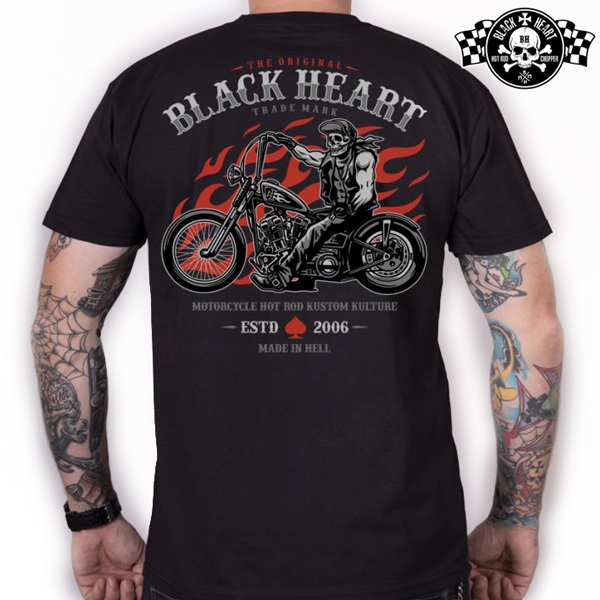 Moto oblečení - Tričko pánské BLACK HEART Flames Rider