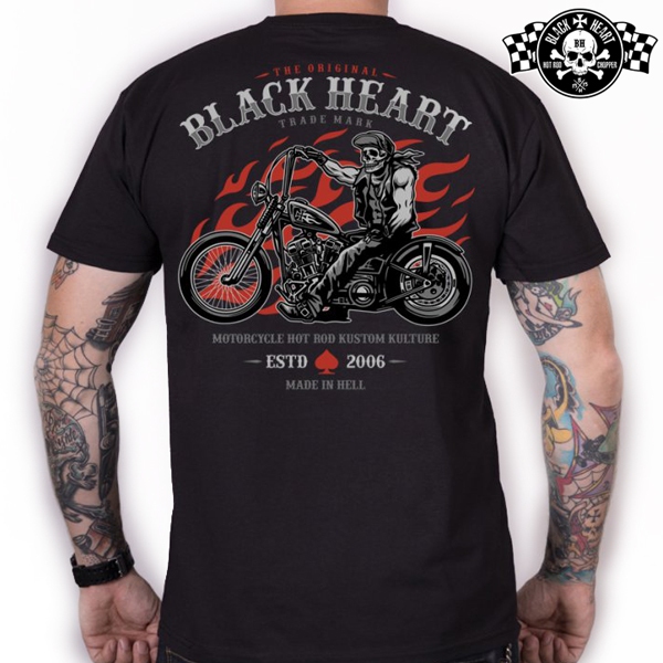 Moto oblečení - Tričko pánské BLACK HEART Flames Rider