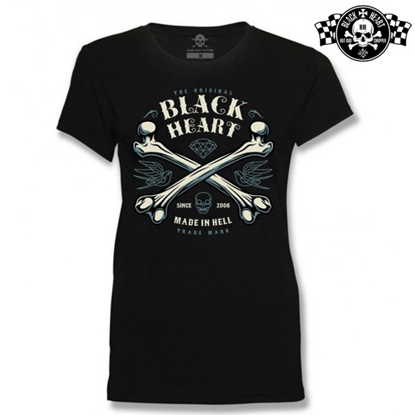 Moto oblečení - Tričko dámské BLACK HEART Bones