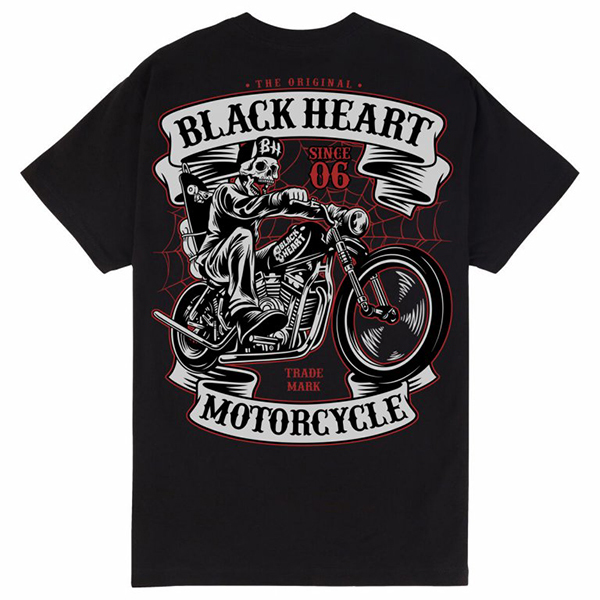 Moto oblečení - Tričko pánské BLACK HEART Skeleton Chopper