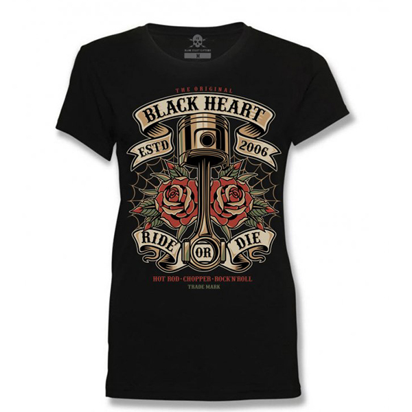 Moto oblečení - Tričko dámské BLACK HEART Piston