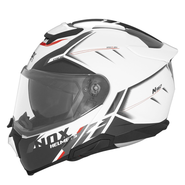 Moto oblečení - Helma NOX N967 SYNCHRO bílá/černá/červená