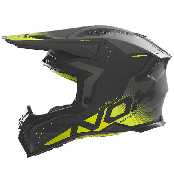 Motokros oblečení - Helma NOX N634 černá matná/žlutá fluo