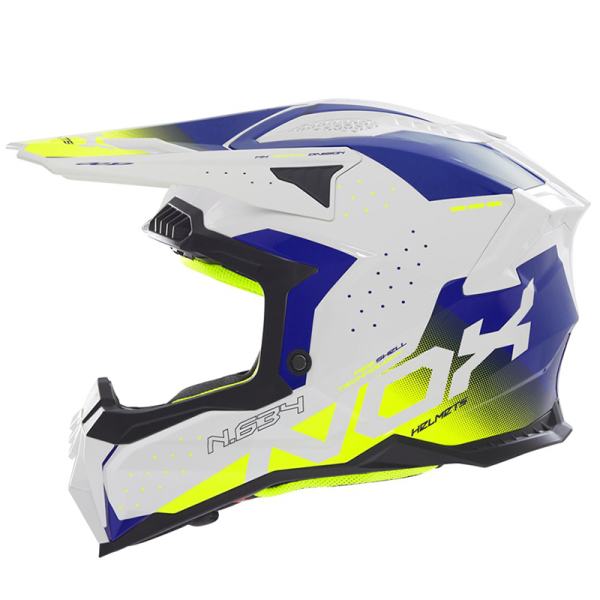 Moto oblečení - Helma NOX N634 bílá/modrá/žlutá fluo