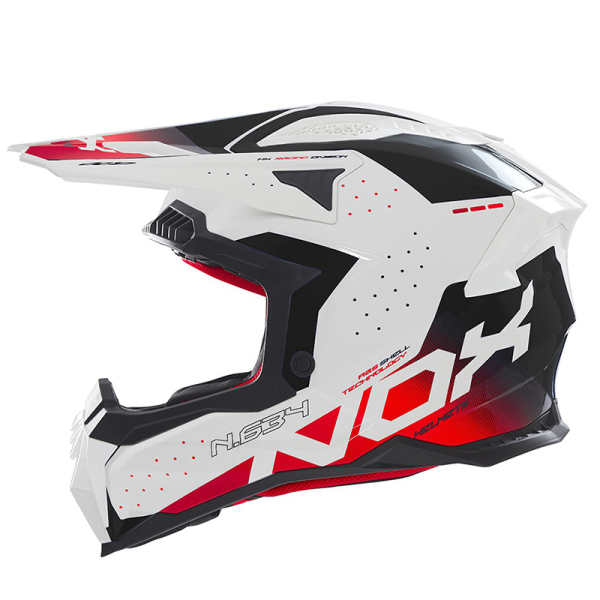 Motokros oblečení - Helma NOX N634 bílá/černá/červená
