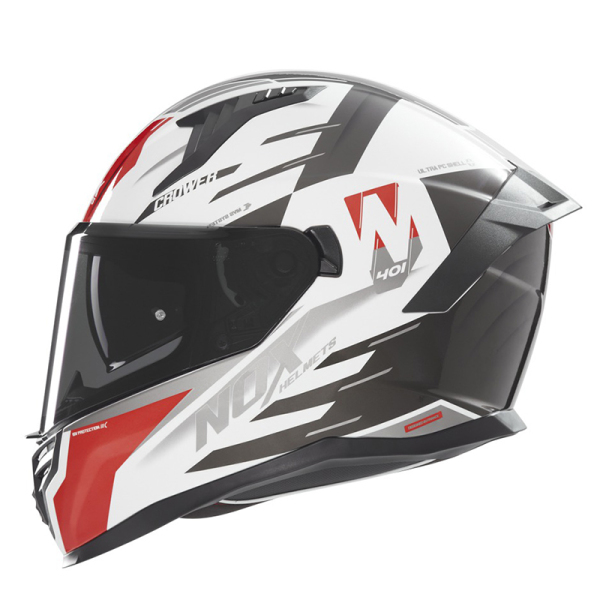 Moto oblečení - Helma NOX N401 CROWER bílá/černá/červená