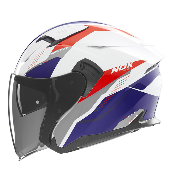 Moto oblečení - Helma NOX N130 MYST bílá/modrá/červená
