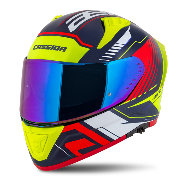Moto oblečení - Helma CASSIDA AERO DROME modrá met./žlutá/červená