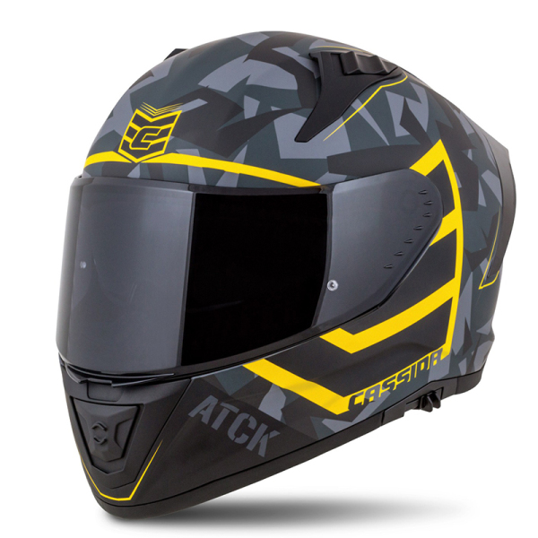 Moto oblečení - Helma CASSIDA AERO ATCK šedá camo/černá/žlutá fluo