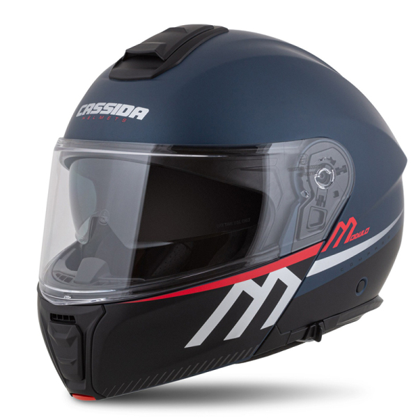 Moto oblečení - Helma CASSIDA MODULO 2.1 COMPASS modrá matná/černá/stříbrná