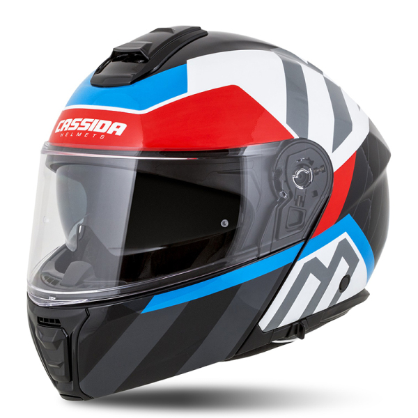 Moto oblečení - Helma CASSIDA MODULO 2.1 PROFILE bílá perleť/černá/modrá/červená