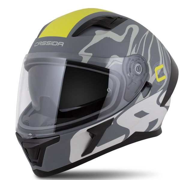 Moto oblečení - Helma CASSIDA ORBIT MULTIVERS šedá matná/světle šedá/žlutá fluo
