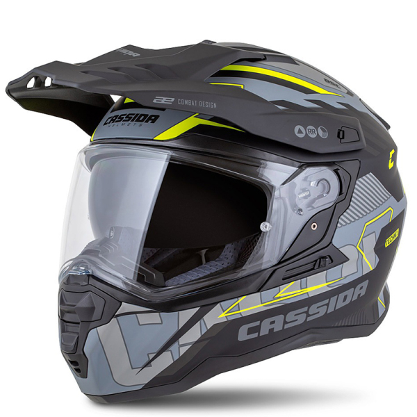 Moto oblečení - Helma CASSIDA ROAD RUNNER TECHNIX šedá matná/černá/žlutá fluo