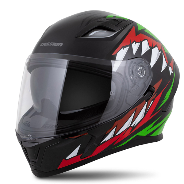 Moto oblečení - Helma CASSIDA ORBIT STRIX červená/zelená/černá