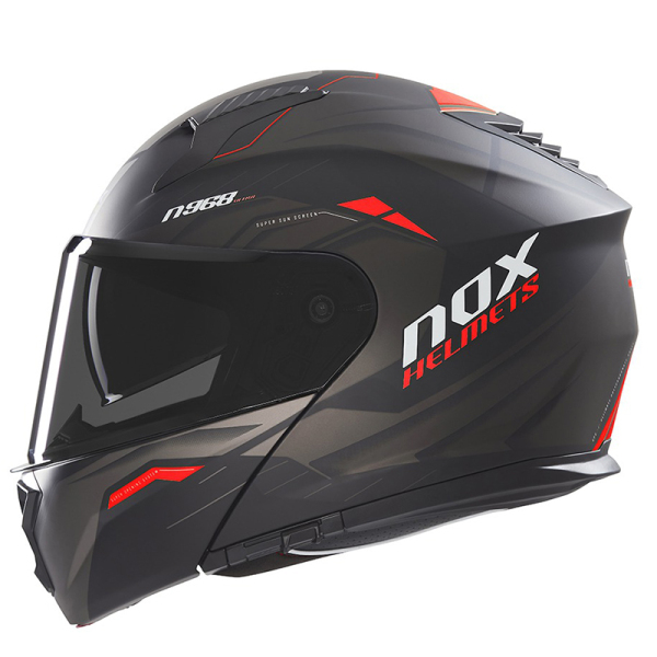 Moto oblečení - Helma NOX N968 ULTRA černá matná/červená