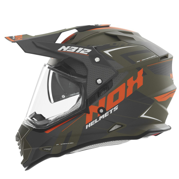 Moto oblečení - Helma NOX N312 VAPOR khaki matná/oranžová