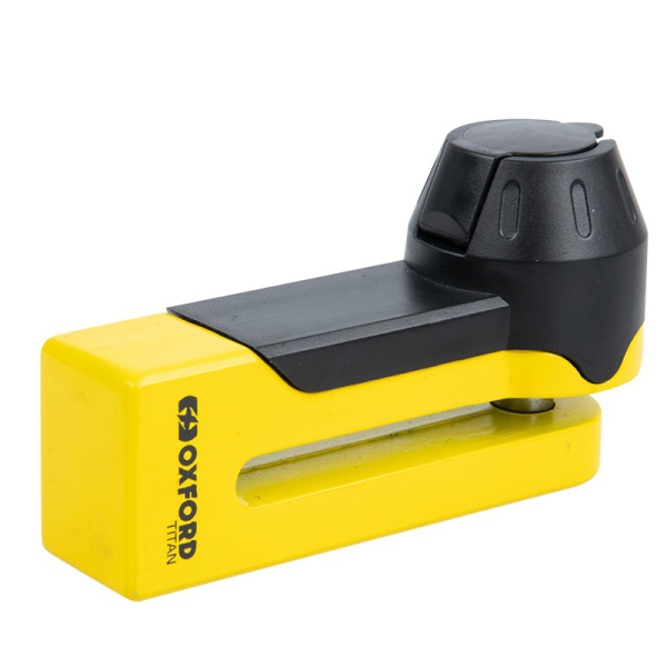 Příslušenství na motorku - Zámek kotoučové brzdy OXFORD TITAN - 10mm, žlutý