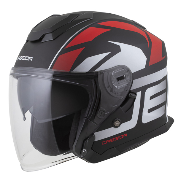 Moto oblečení - Helma CASSIDA JET TECH 2.0 ROTO černá matná/červená/bílá