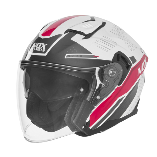 Moto oblečení - Helma NOX N130 EKTO bílá/růžová