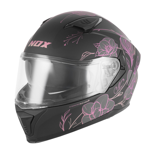 Moto oblečení - Helma NOX N402 SPRING černá matná/růžová