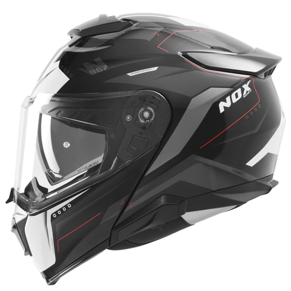 Moto oblečení - Helma NOX N967 CONQUER černá matná/bílá/červená