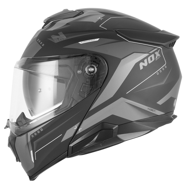 Moto oblečení - Helma NOX N967 CONQUER černá matná/stříbrná