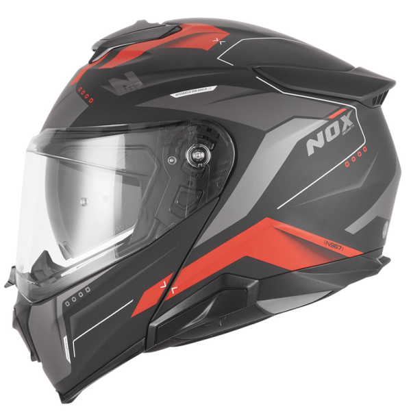 Moto oblečení - Helma NOX N967 CONQUER černá matná/červená