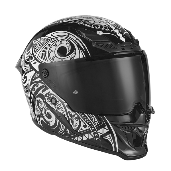 Moto oblečení - Helma NOX GOLIATH MAORI černá matná/bílá