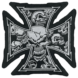 Volný čas a dárky - Nášivka Gray Iron Skull Cross velká