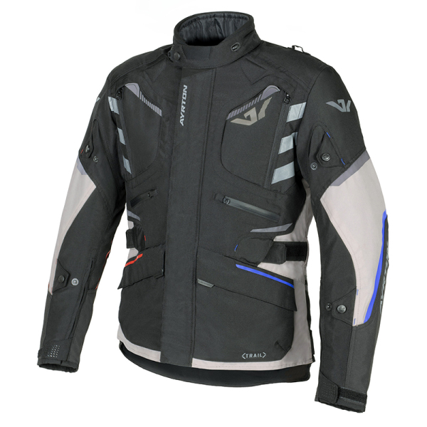Moto oblečení - Bunda AYRTON TRAIL světle šedá/černá/trikolora