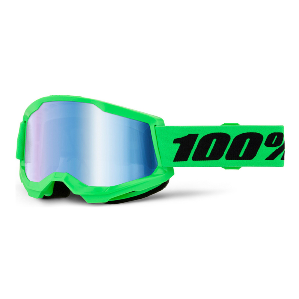 Motokros oblečení - Brýle 100% STRATA 2 NEW neon zelené, modré plexi