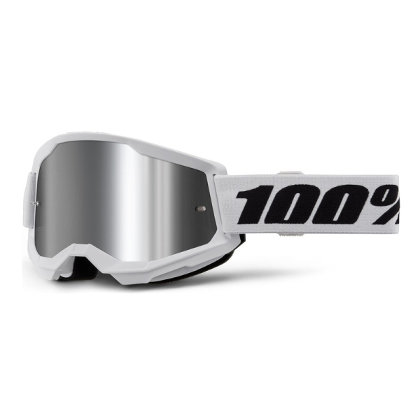 Motokros oblečení - Brýle 100% STRATA 2 NEW bílé, stříbrné plexi