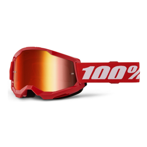Motokros oblečení - Brýle 100% STRATA 2 NEW červené, červené plexi