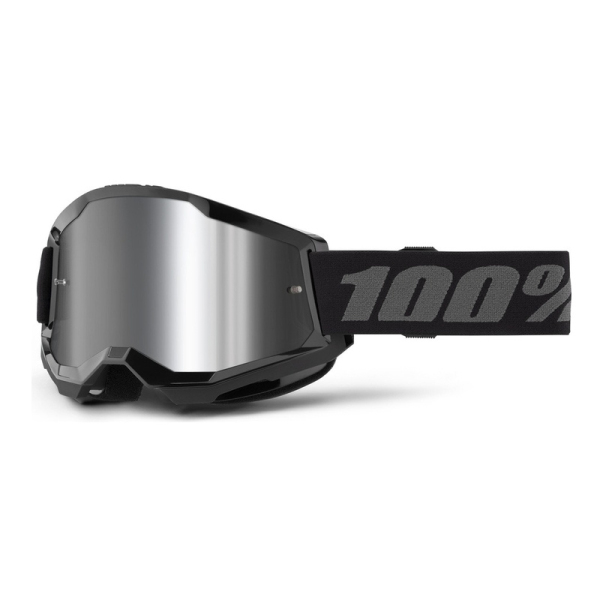 Motokros oblečení - Brýle 100% STRATA 2 NEW černé, stříbrné plexi