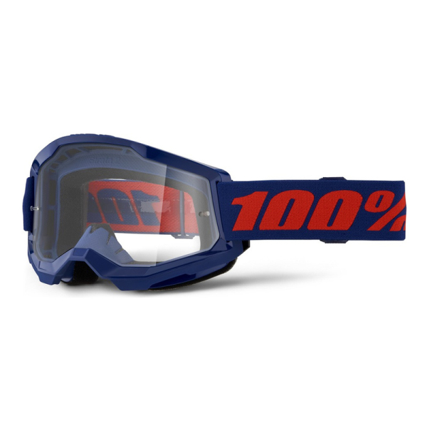 Motokros oblečení - Brýle 100% STRATA 2 NEW tmavě modré, čiré plexi