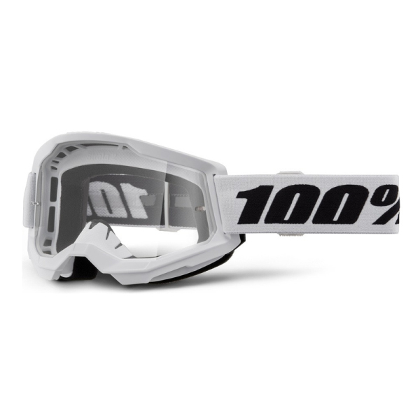 Motokros oblečení - Brýle 100% STRATA 2 NEW bílé, čiré plexi
