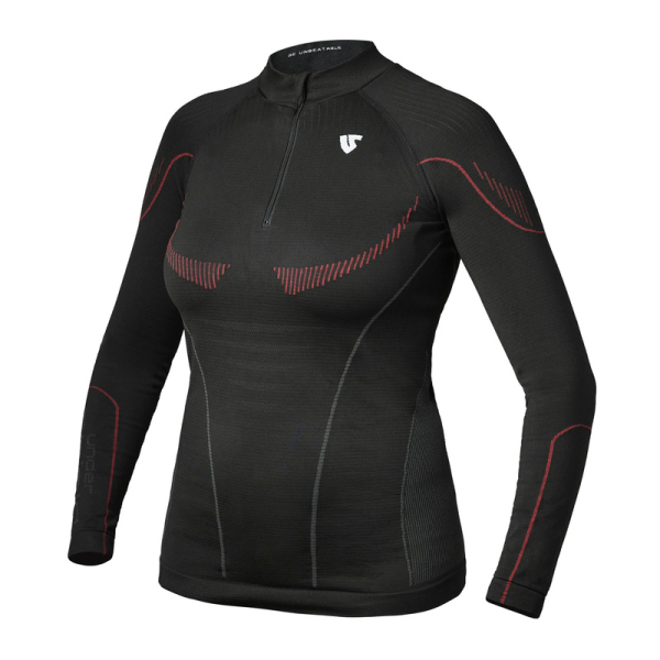 Moto oblečení - Termotriko s dlouhým rukávem UNDER SHIELD HERO LONG SLEEVE ZIP WARM dámské černé