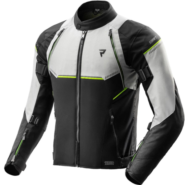 Moto oblečení - Bunda REBELHORN SWIFT světle šedo-fluo žlutá