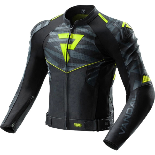 Moto oblečení - Bunda REBELHORN VANDAL 2 černo-šedo-fluo žlutá