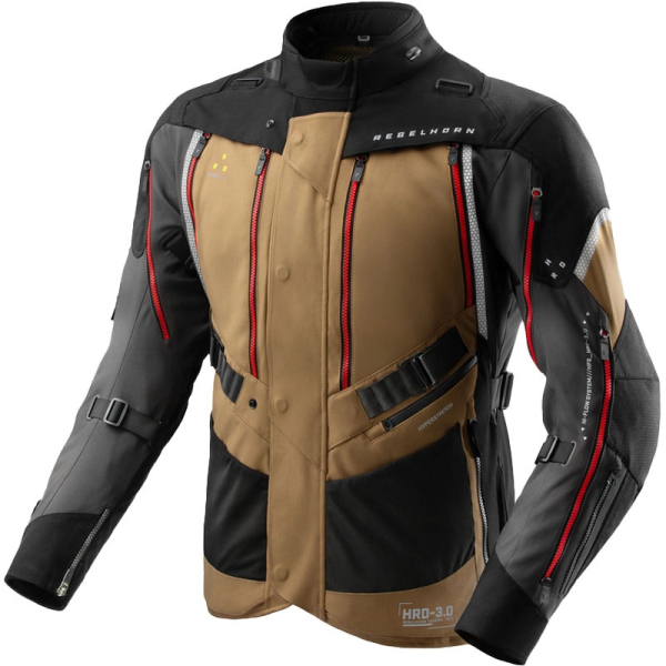 Moto oblečení - Bunda REBELHORN HARDY 3.0 béžovo-šedo-červená