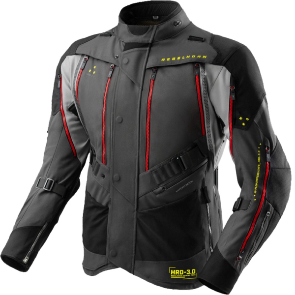 Moto oblečení - Bunda REBELHORN HARDY 3.0 antracitovo-šedo-žlutá