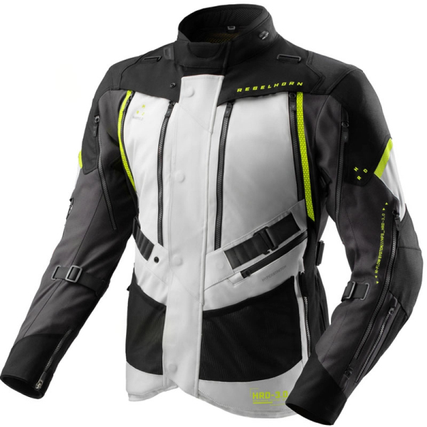 Moto oblečení - Bunda REBELHORN HARDY 3.0 černo-šedo-fluo žlutá