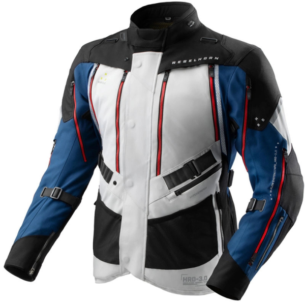 Moto oblečení - Bunda REBELHORN HARDY 3.0 modro-šedo-červená