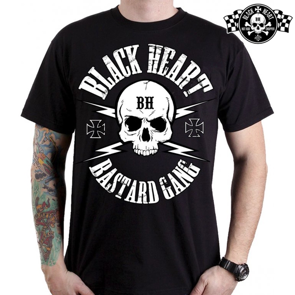 Moto oblečení - Tričko pánské BLACK HEART Bastard Skull
