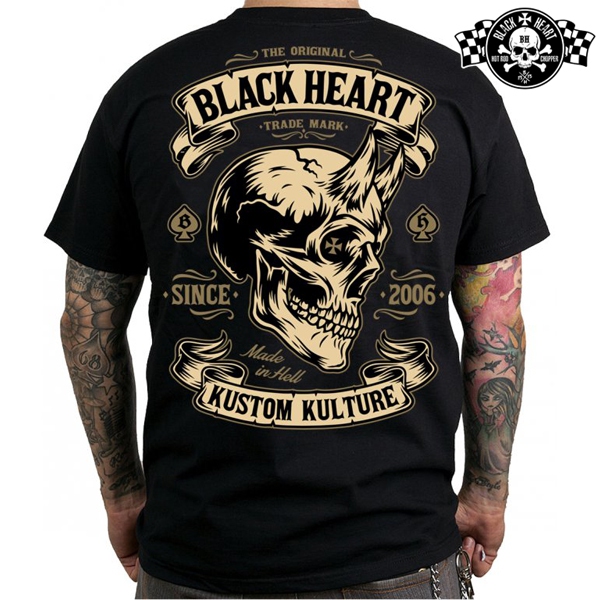 Moto oblečení - Tričko pánské BLACK HEART Devil Skull