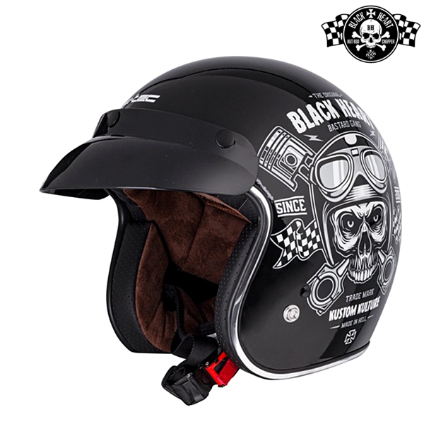 Moto oblečení - Helma BLACK HEART V541 Piston Skull