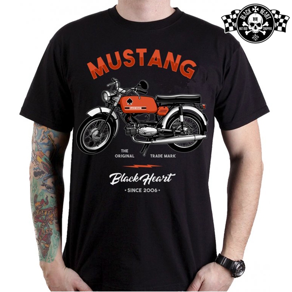 Moto oblečení - Tričko pánské BLACK HEART Mustang
