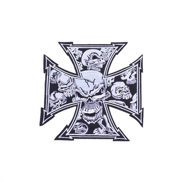 Volný čas a dárky - Nášivka Gray Iron Skull Cross střední