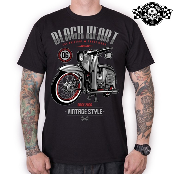 Moto oblečení - Tričko pánské BLACK HEART Vintage Style